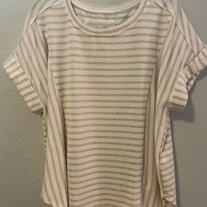 Cupio Beige Striped Short Sleeve Top